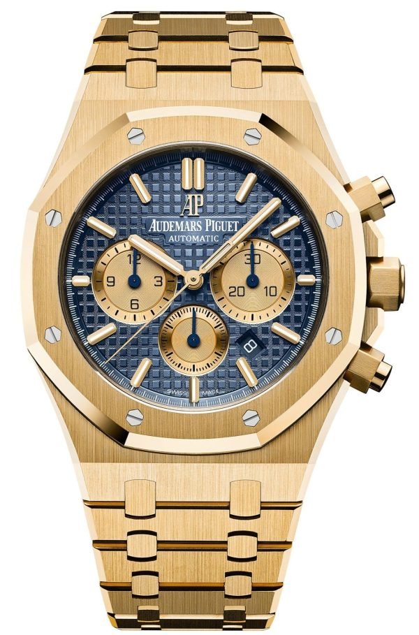 AS Piguet Royal Oak Selfwinding Chronograph 41mm/ 18k Yellow Gold/ Blue Dial/ Yellow Sub-Dials (Ref # 26331BA.OO.1220BA.01)