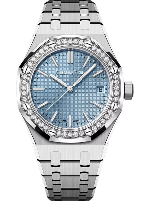 AS Piguet Royal Oak Selfwinding Ice Blue Dial Diamond Bezel 15551ST.ZZ.1356ST.04