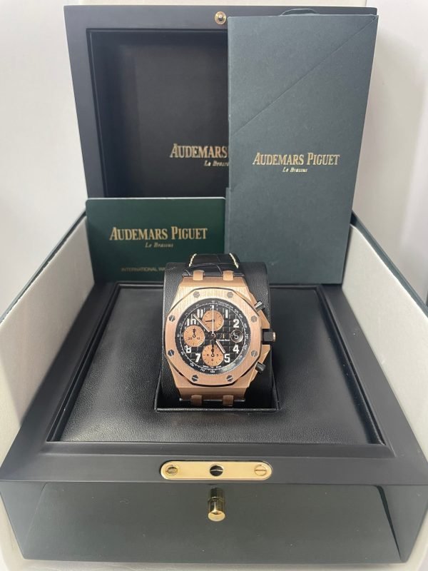 AS Piguet Royal Oak Offshore Selfwinding Chronograph / Rose Gold/ Black Dial/ Rose Sub-Dials/ Ceramic Bezel (Ref#26470OR.OO.A002CR.02) - Image 2