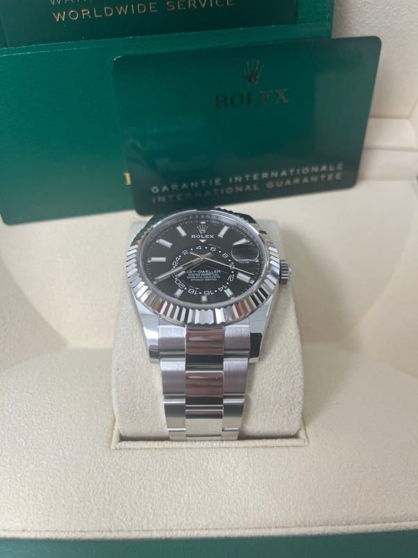 R Sky-Dweller 18k White Gold 42mm Black Dial - Steel Bracelet (Ref# 326934) - Image 3