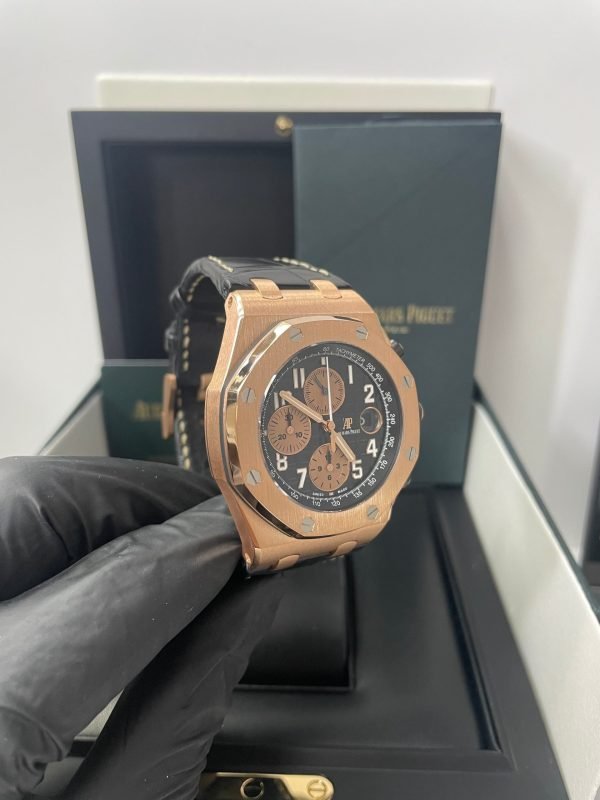 AS Piguet Royal Oak Offshore Selfwinding Chronograph / Rose Gold/ Black Dial/ Rose Sub-Dials/ Ceramic Bezel (Ref#26470OR.OO.A002CR.02) - Image 10