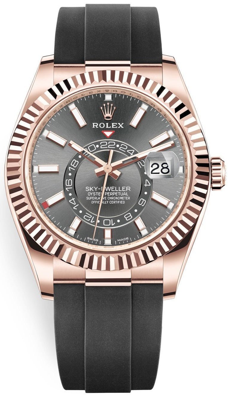 R Sky-Dweller Rose Gold 42mm – Dark Rhodium Dial – Oysterflex (Ref# 326235)