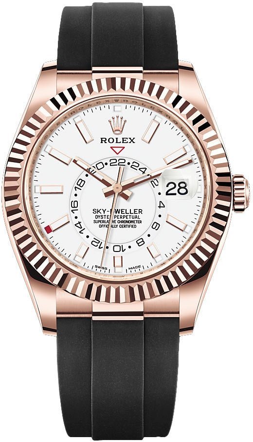 R Sky-Dweller Rose Gold 42mm White Dial Oysterflex (Ref# 326235)