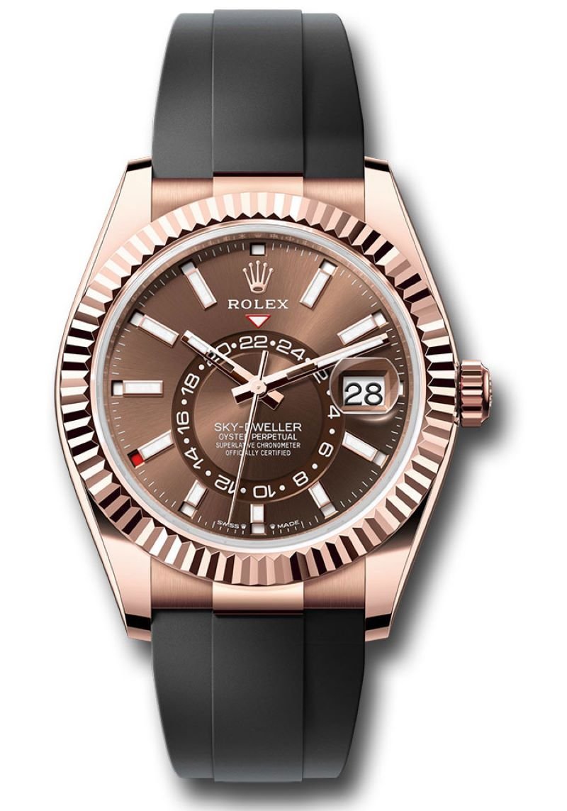 R Sky-Dweller Rose Gold Chocolate Dial Oysterflex 336235