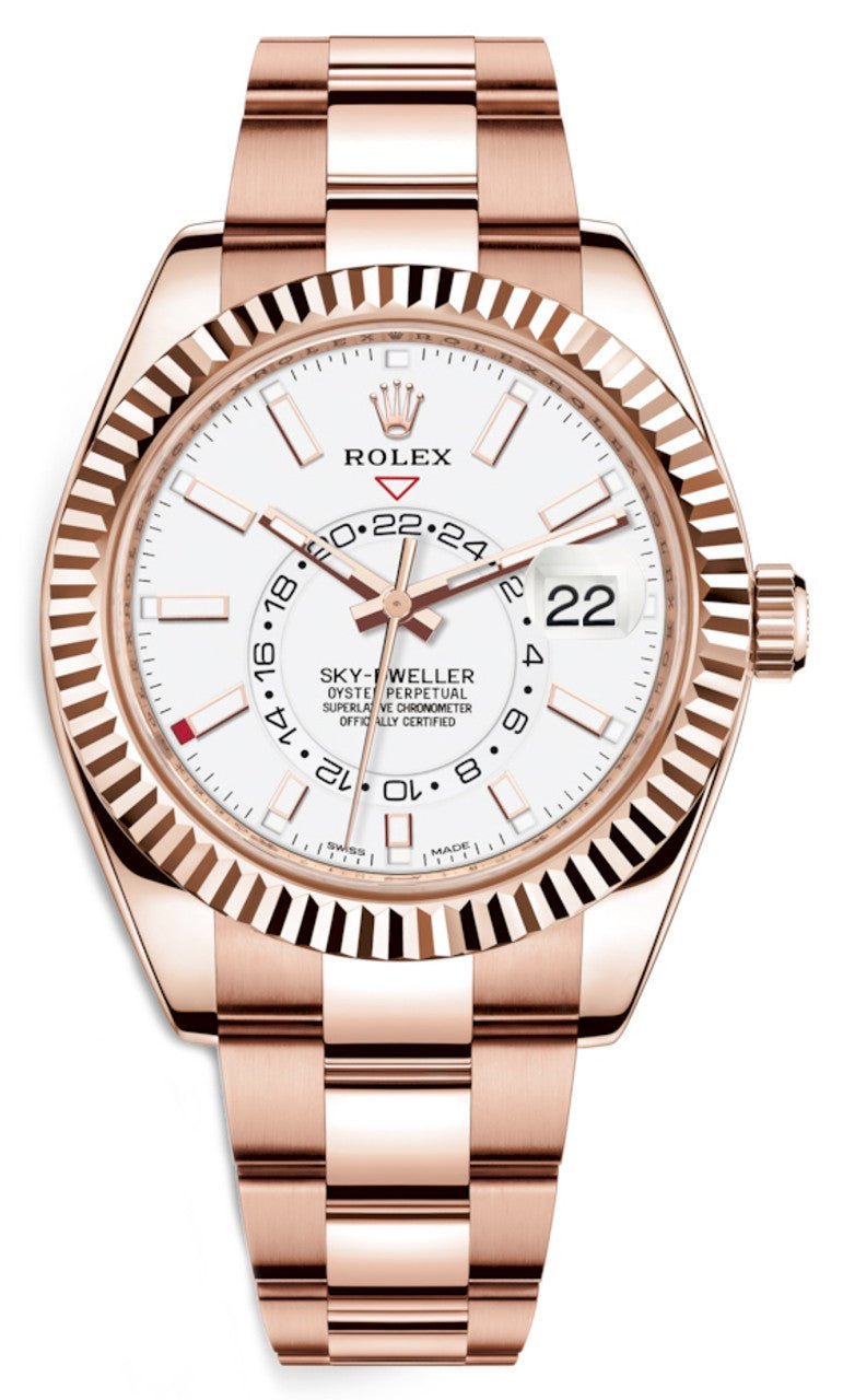 R Sky-Dweller Rose Gold Sky-Dweller Watch – White Index Dial – Oyster Bracelet 326935