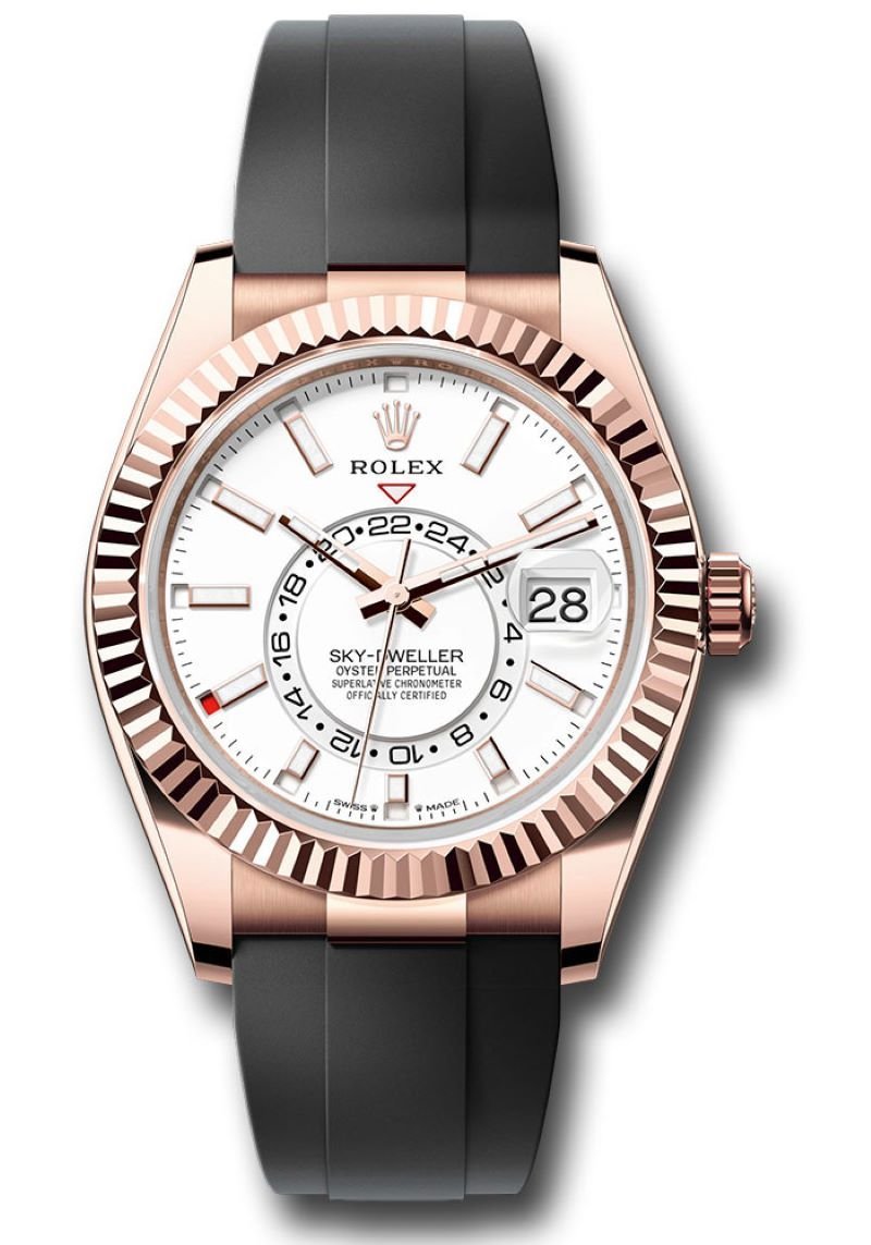 R Sky-Dweller Rose Gold White Dial Oysterflex 336235