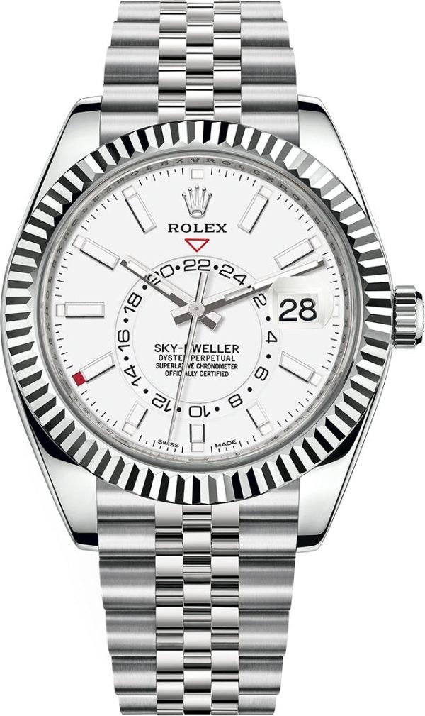 R Sky-Dweller White Rolesor Sky-Dweller Watch - White Index Dial - Jubilee Bracelet 326934