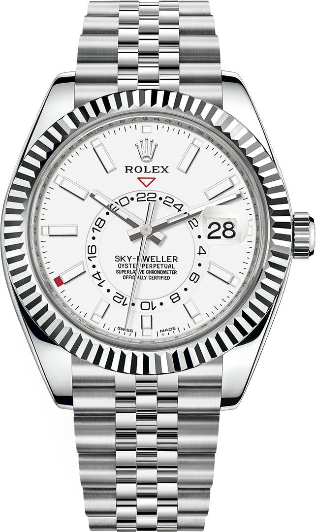 R Sky-Dweller White Rolesor Sky-Dweller Watch – White Index Dial – Jubilee Bracelet 326934