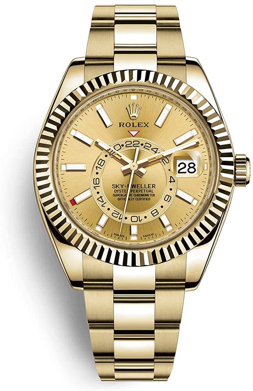 R Sky-Dweller Yellow Gold – Champagne Dial – Oyster Bracelet (Ref# 326938)