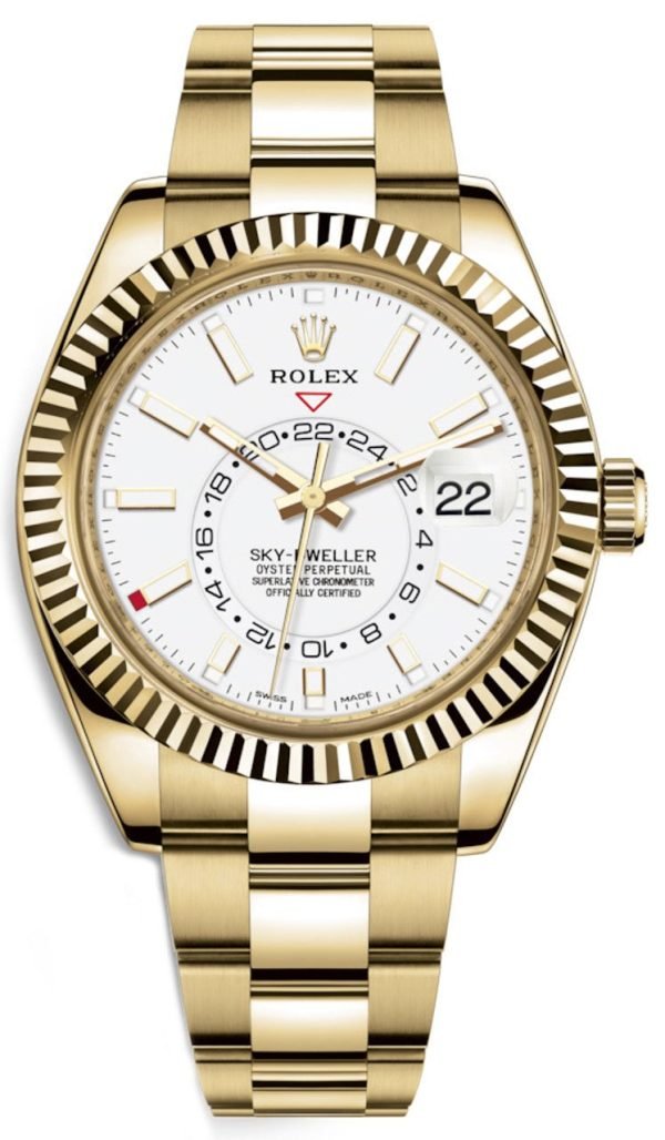 R Sky-Dweller Yellow Gold - White Dial - Oyster Bracelet (Ref# 326938)