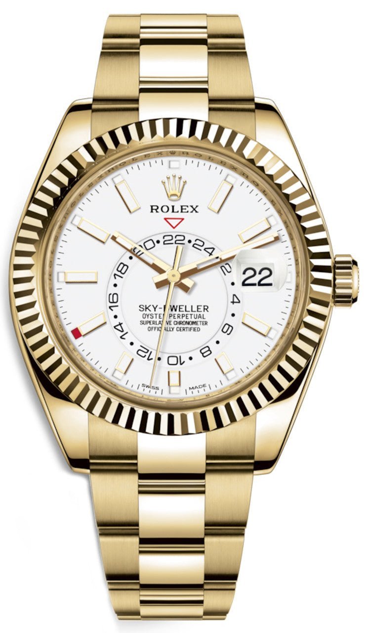 R Sky-Dweller Yellow Gold – White Dial – Oyster Bracelet (Ref# 326938)