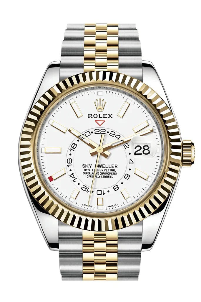 R Sky-Dweller Yellow Rolesor Oyster Perpetual Sky-Dweller – White Index Dial – Jubilee Bracelet 326933