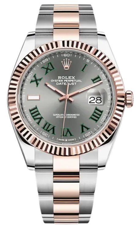 R Steel and Rose Gold Datejust 41mm – Fluted Bezel – Slate Gray Wimbledon Roman Dial (Reference #126331)