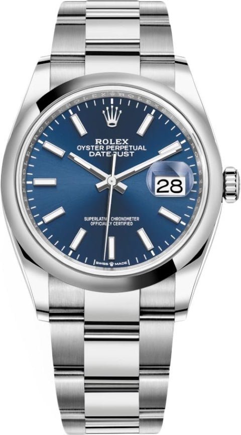 R Steel Datejust 36/ Domed Bezel/ Blue Index Dial/Oyster Bracelet 126000