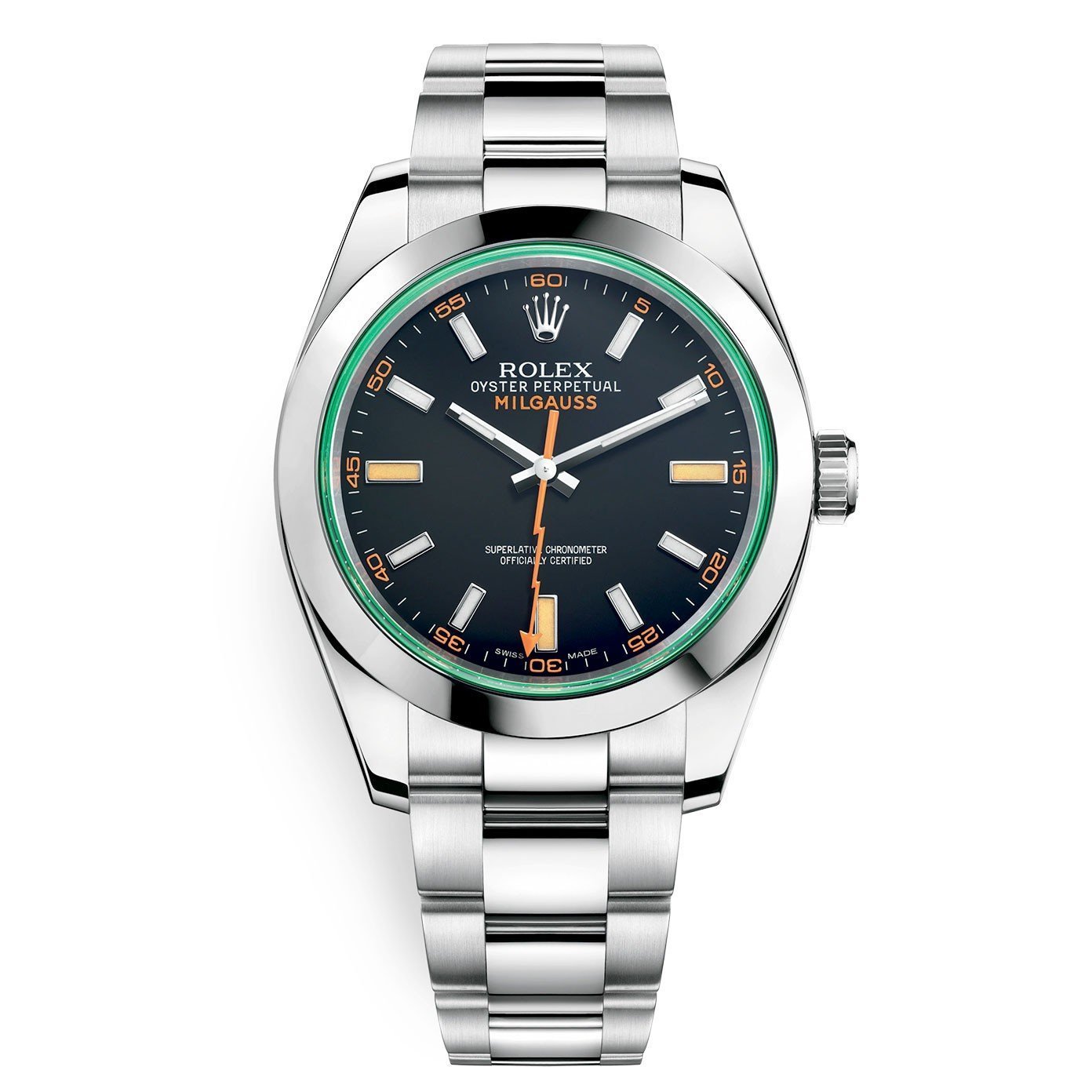 R Steel Milgauss Watch Green Crystal – 116400GV Custom Mad in time Dial