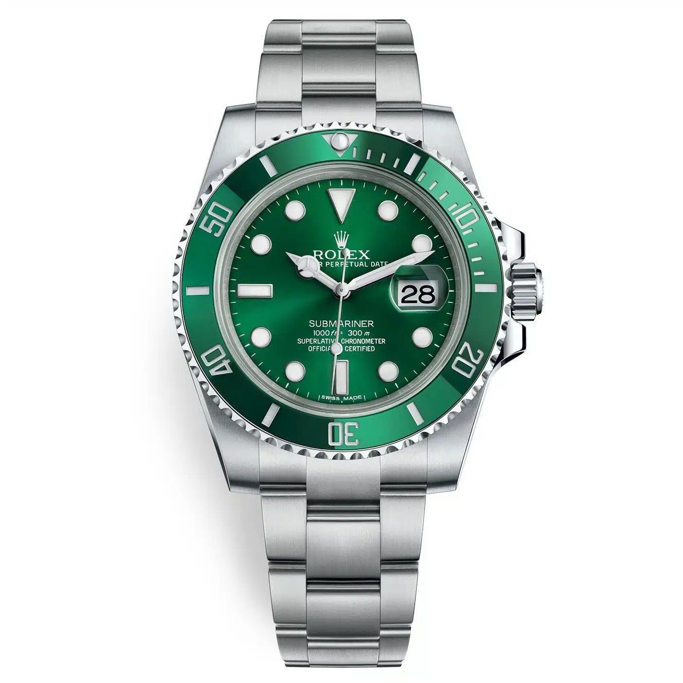 R Submariner Stainless Steel “The Hulk” Green Dial Cerachrom Bezel (Ref#116610LV)