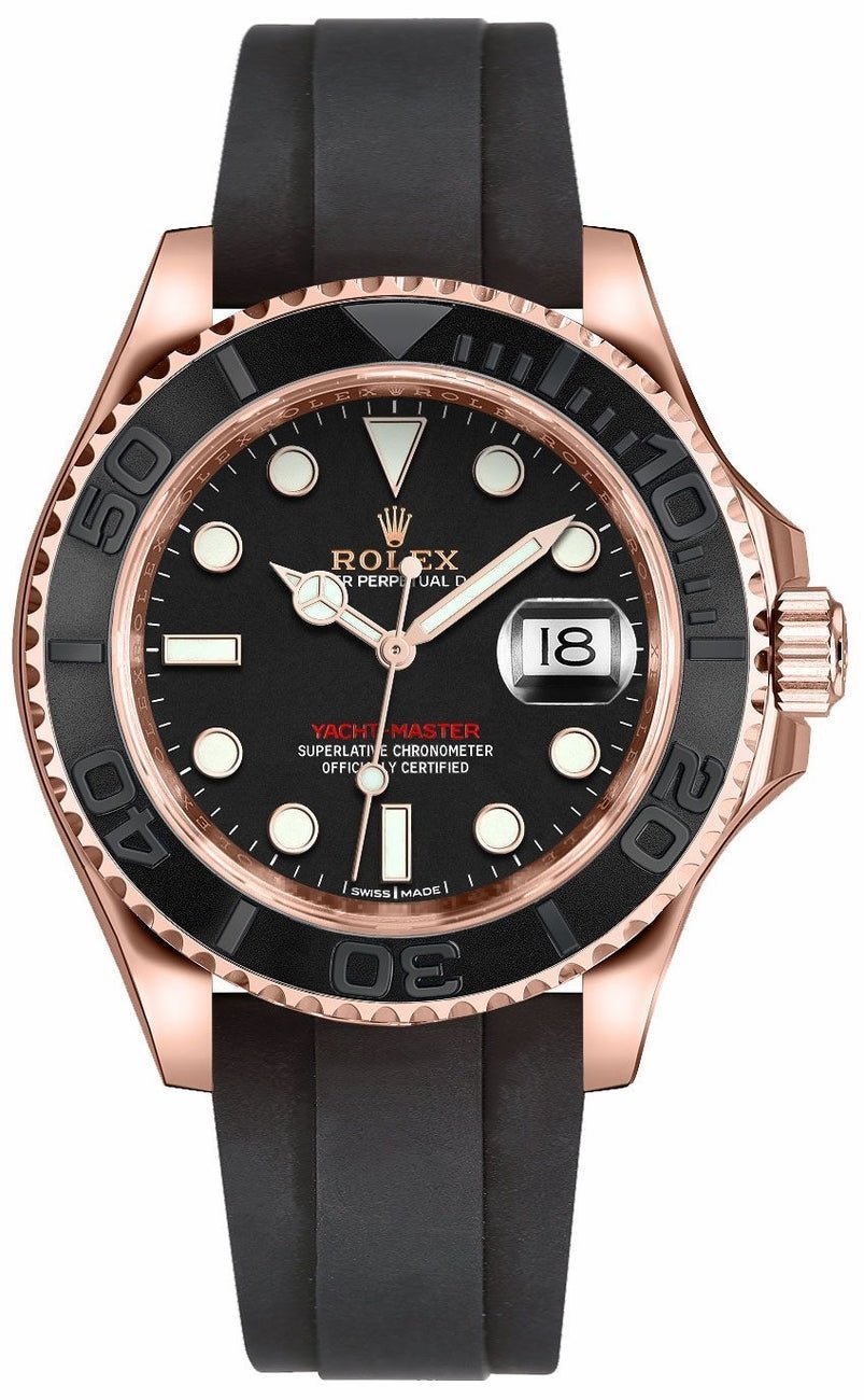 R Yacht-Master 37mm Rose Gold – Black Dial – Oysterflex Strap (Ref# 268655)