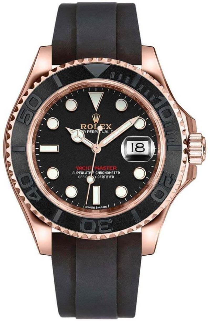 R Yacht-Master 40 Rose Gold Oysterflex Black Dial 116655