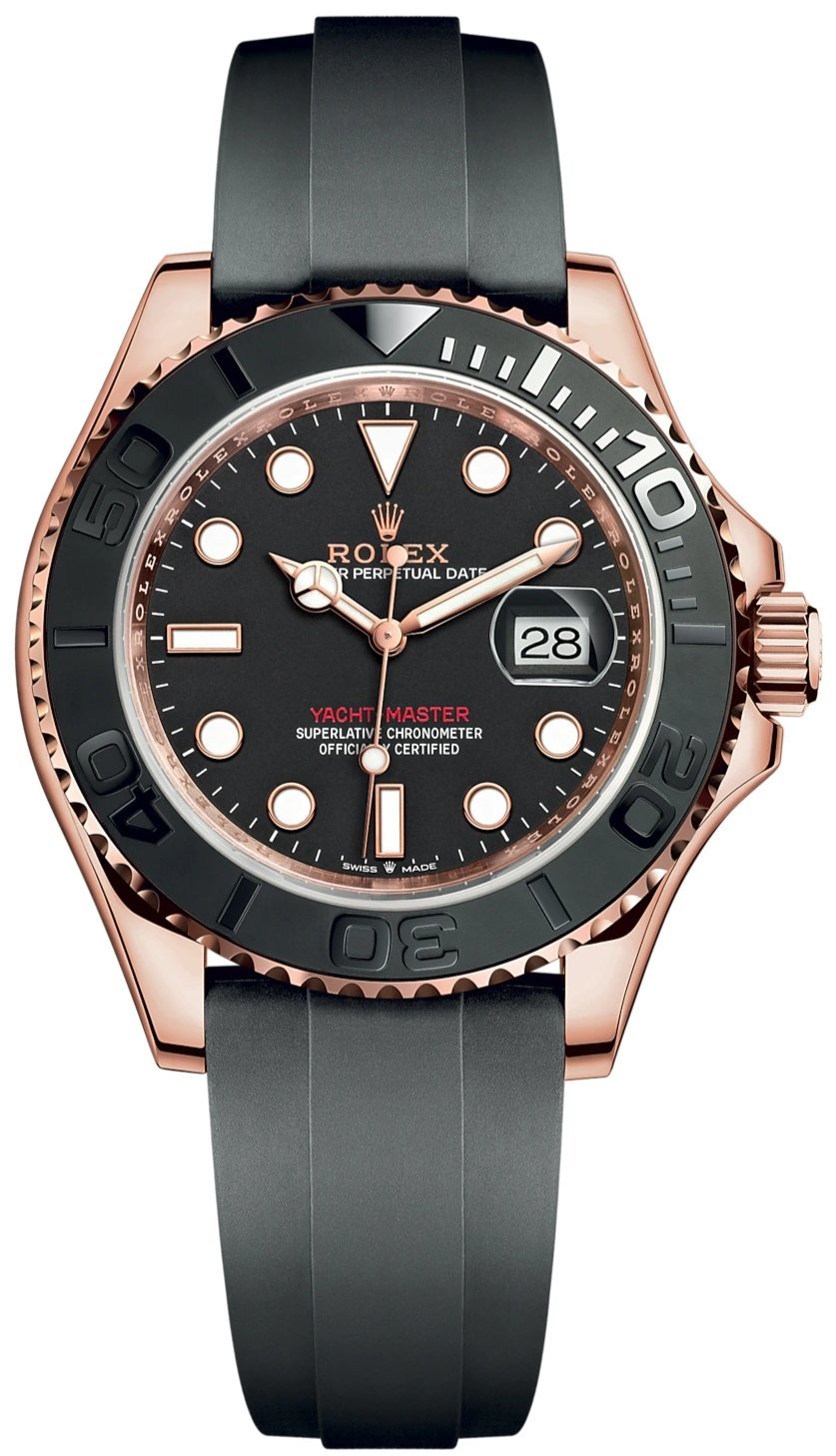 R Yacht-Master 40mm Rose Gold – Black Dial – Oysterflex Strap (Ref# 126655)