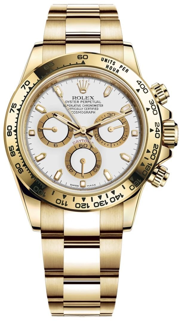 R Yellow Gold Cosmograph Daytona 40 Watch - White Index Dial (Ref # 116508)