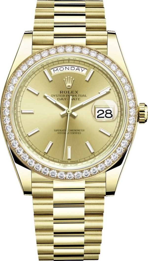 R Yellow Gold Day-Date 40 Watch - Yellow Gold Bezel - Champagne Index Dial - President Bracelet ( Ref# 228348RBR)