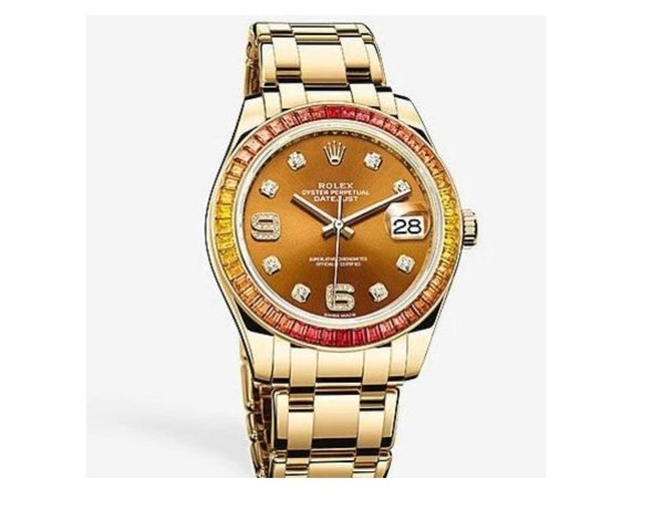 R Yellow Gold Orange Diamond Dial and Diamond Bezel Pearlmaster Datejust (Reference # 86348SAJOR) - Image 2