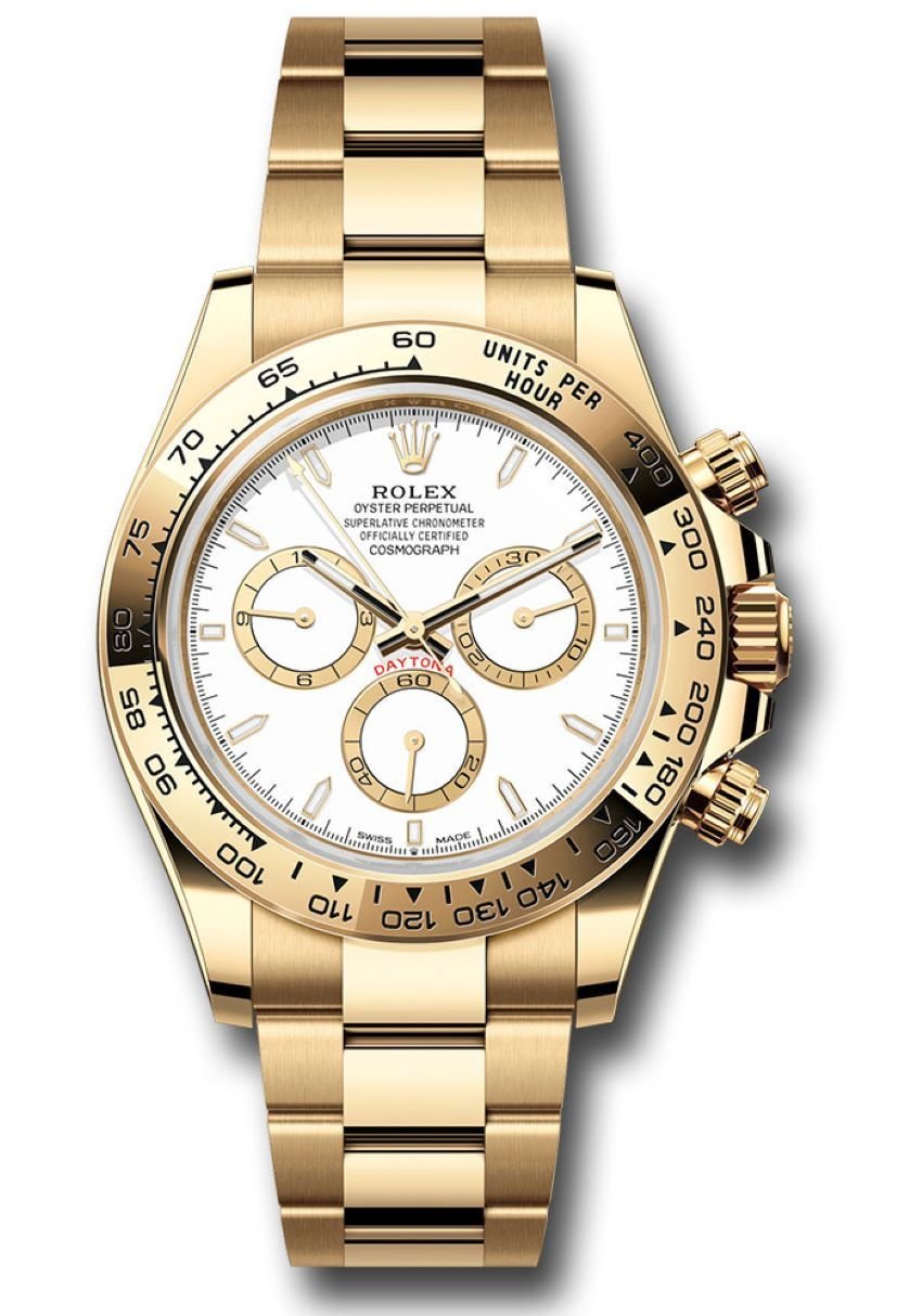 R Yellow Gold White Index Dial Daytona Oyster Bracelet 126508